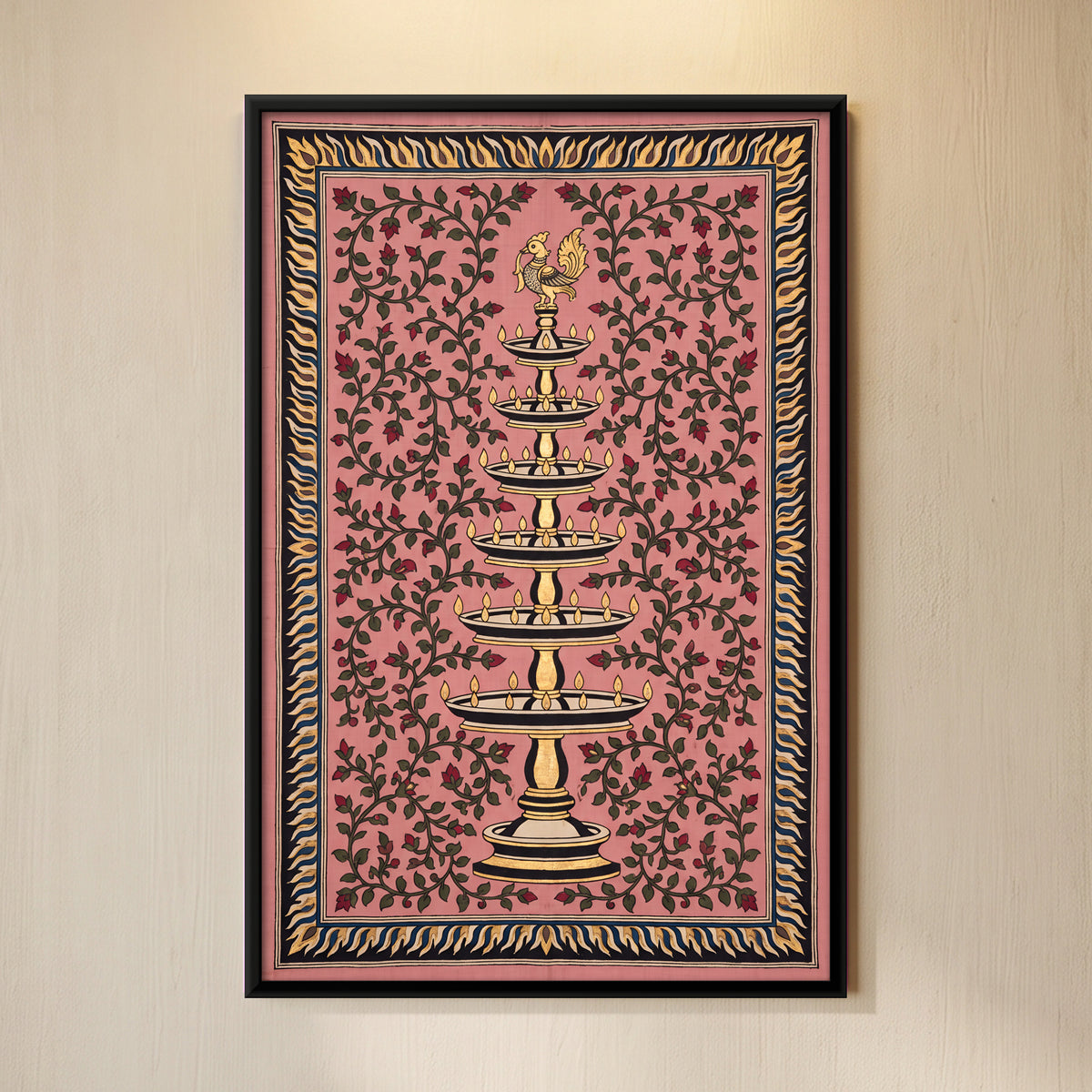 Tiered Temple Lamp - framed canvas art hung on a wall