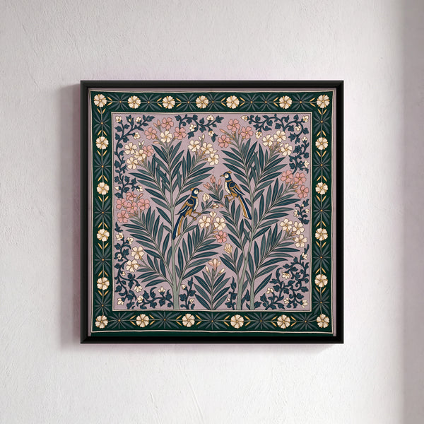 Oleander Blooms with Birds
