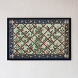 Diagonal Trellis with Flowering Vines and Birds