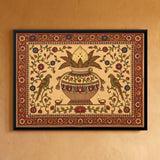 Kalash with Coconut Flanked by Two Parrots in Amber