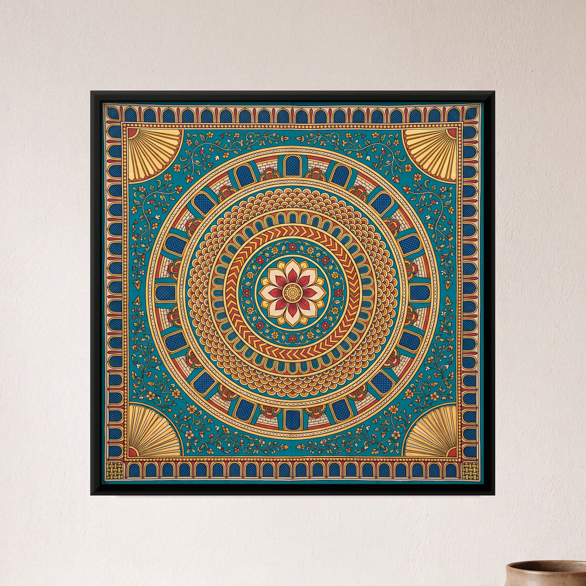 Dome Ceiling Mandala - framed canvas art hung on a wall