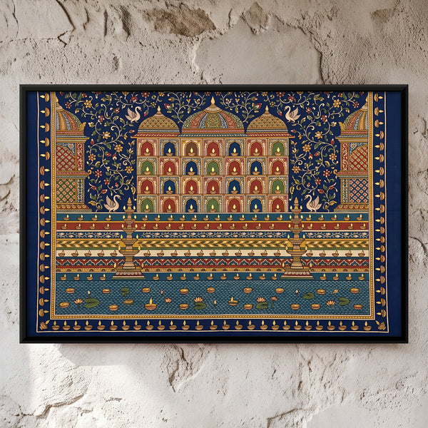 Ghat Facade with Lamp Niches and Floating Lamps