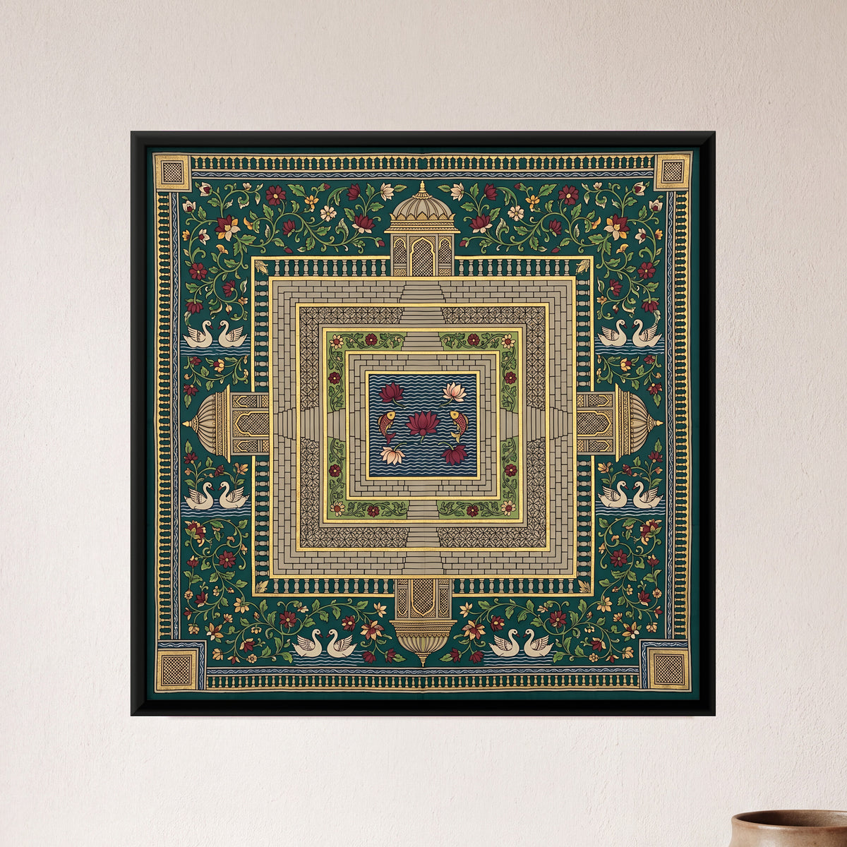 Square Stepwell - framed canvas art hung on a wall