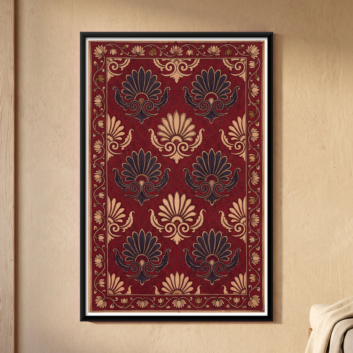 Fan Palmette Pattern - framed canvas art hung on a wall