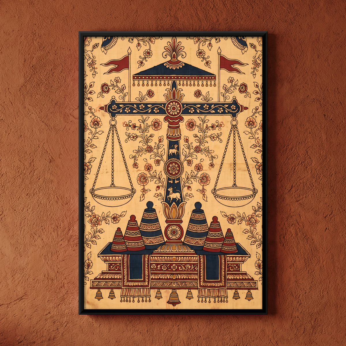 The Weighing Scales - framed canvas art hung on a wall