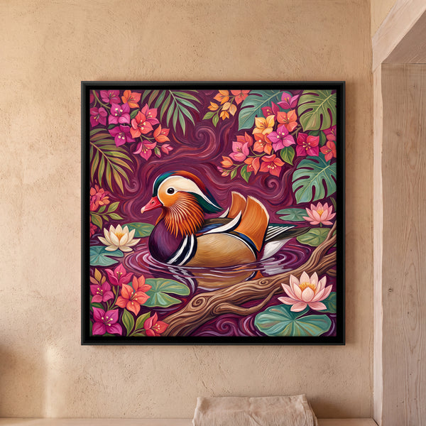 Mandarin Duck Among Lotus