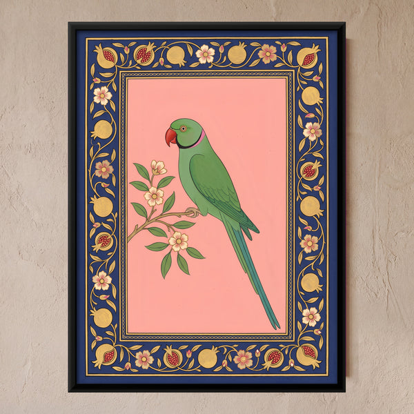 Parakeet on a Flowering Branch