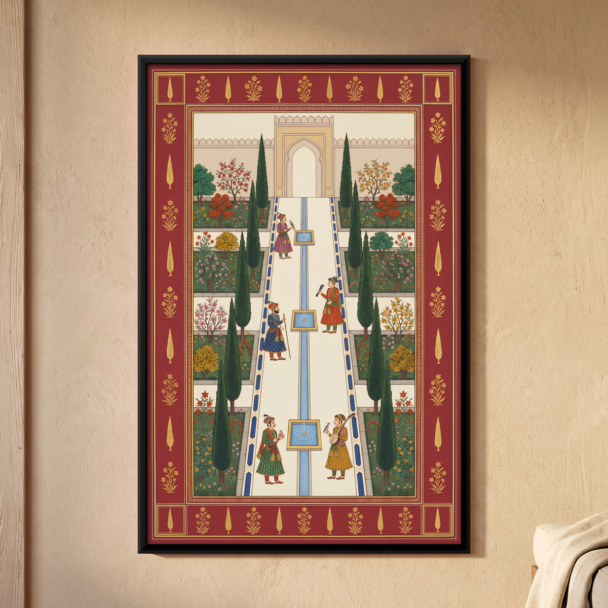 Cypress Avenue with Water Channel - framed canvas art hung on a wall