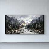 Waterfall Above a Rushing River