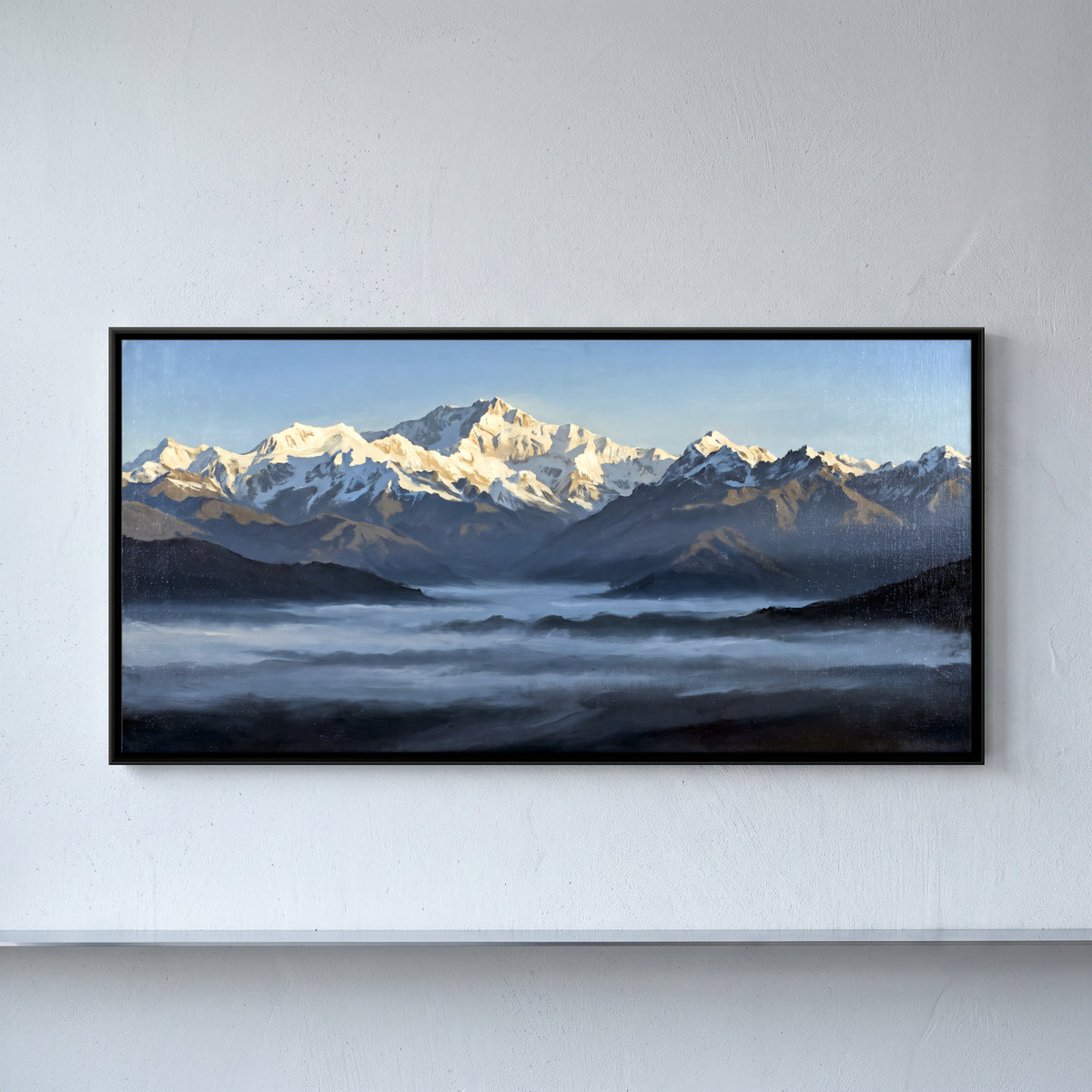 Kanchenjunga at First Light - framed canvas art hung on a wall
