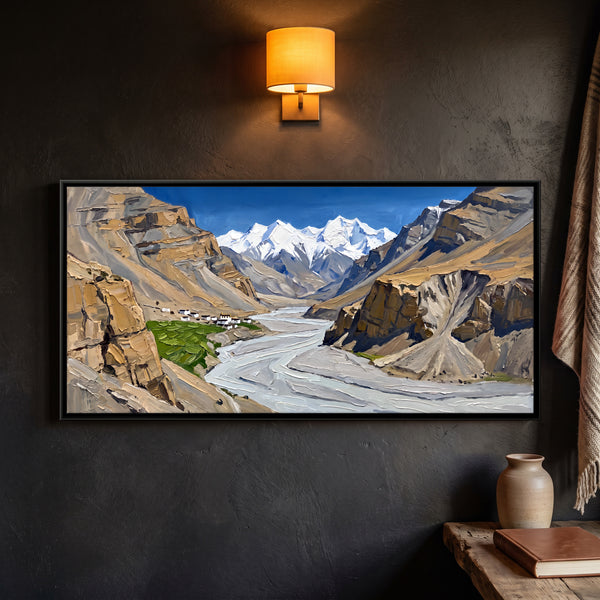 Spiti Village Above a Braided River