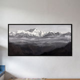 Monochrome Mountain Range Above a Cloud Bank