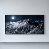 Full Moon over Snowy Mountain Peaks
