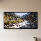 Village Above a Mountain River