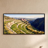 Stone Terraces Below Hilltop Ruins