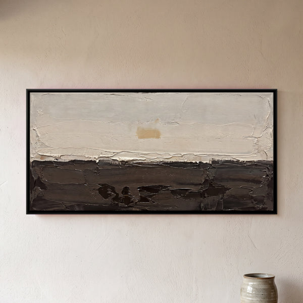 Cream and Dark Umber Abstract Horizon