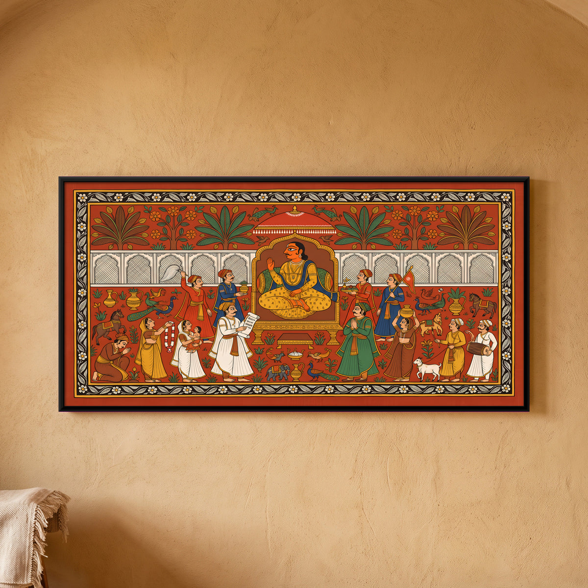 Raja Holding Court - framed canvas art hung on a wall