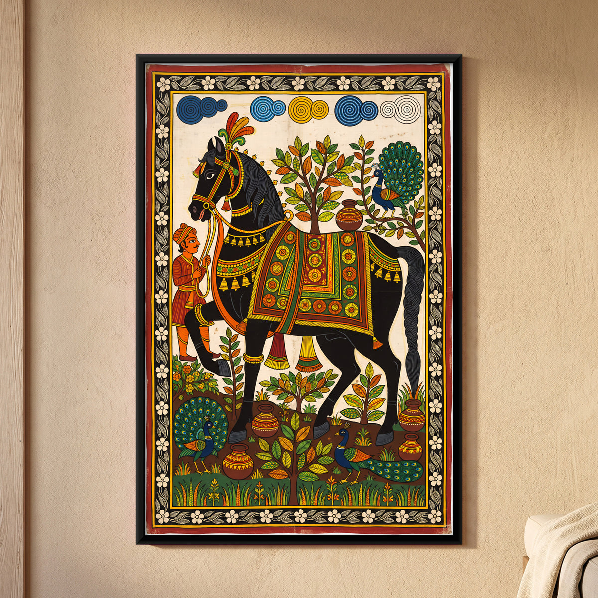 Pabuji's Black Mare - framed canvas art hung on a wall