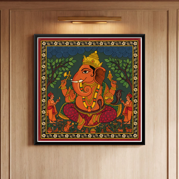 Shri Ganesh Seated with Two Devotees and a Mouse