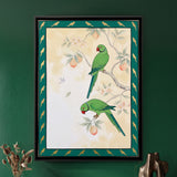 Parakeets on a Fruiting Branch in Ivory