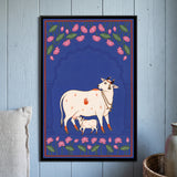 Sacred White Cow with Suckling Calf