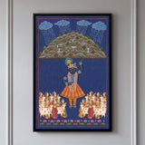 Shrinathji Lifting Govardhan Hill with Cows and Devotees