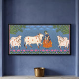 Shri Krishna Standing Among a Herd of Cows