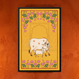 White Cow and Calf Under a Scalloped Arch