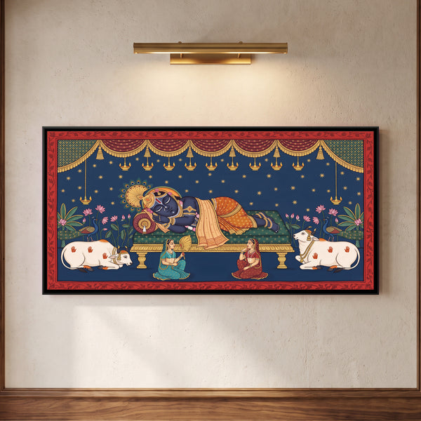 Shrinathji Reclining on a Bed at Night