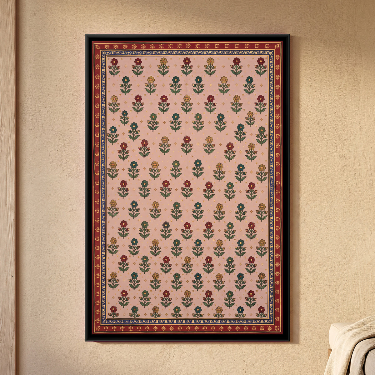 Floral Sprig Pattern - framed canvas art hung on a wall