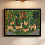 Herd of Spotted Deer in a Grove