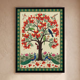 Gulmohar Tree with Peacocks and Birds
