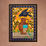 Crow Dropping Pebbles into a Water Pot