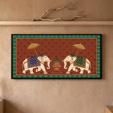 Two Elephants with a Kalash in Crimson