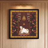 White Cow Beneath a Temple Bell