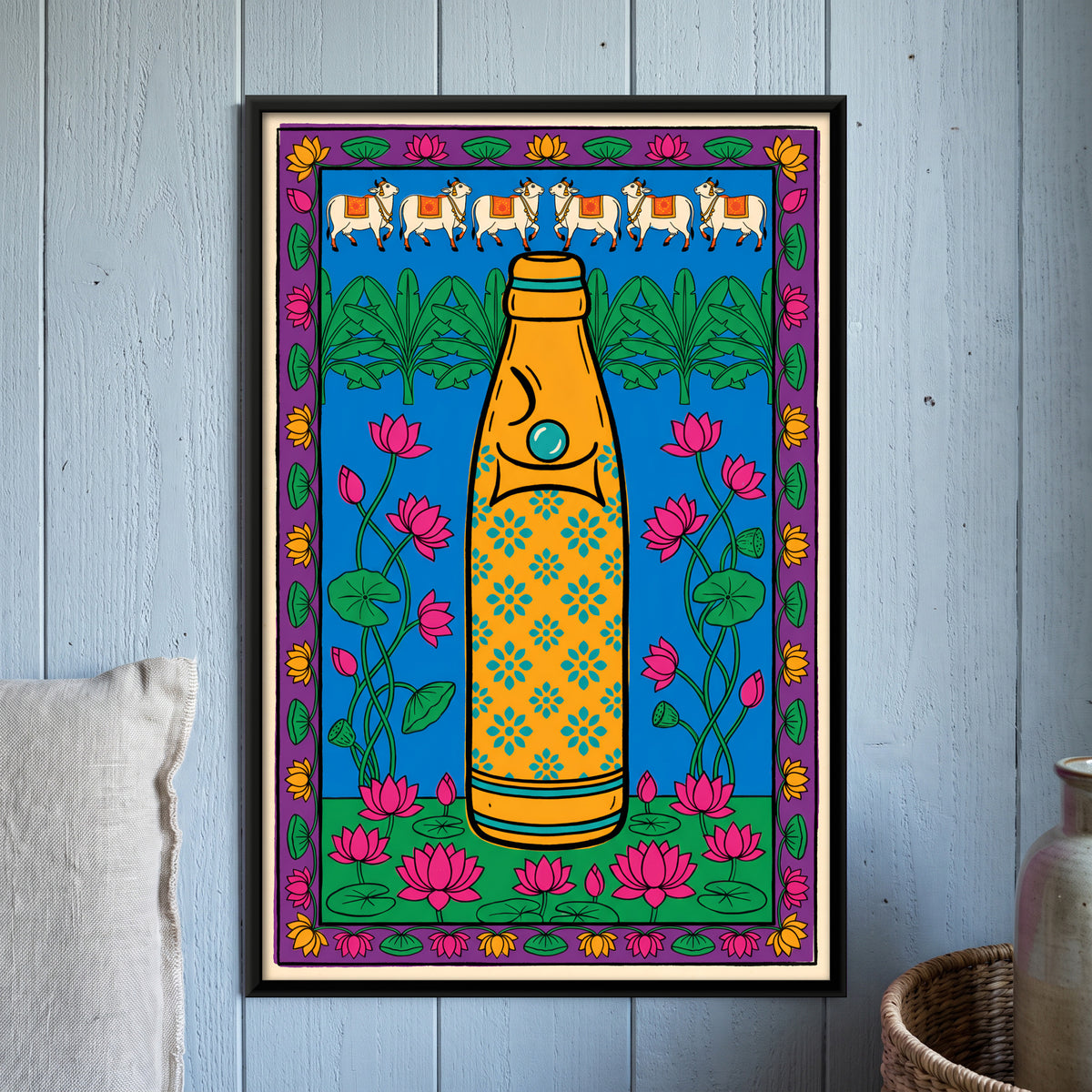 Goli Soda Bottle - framed canvas art hung on a wall