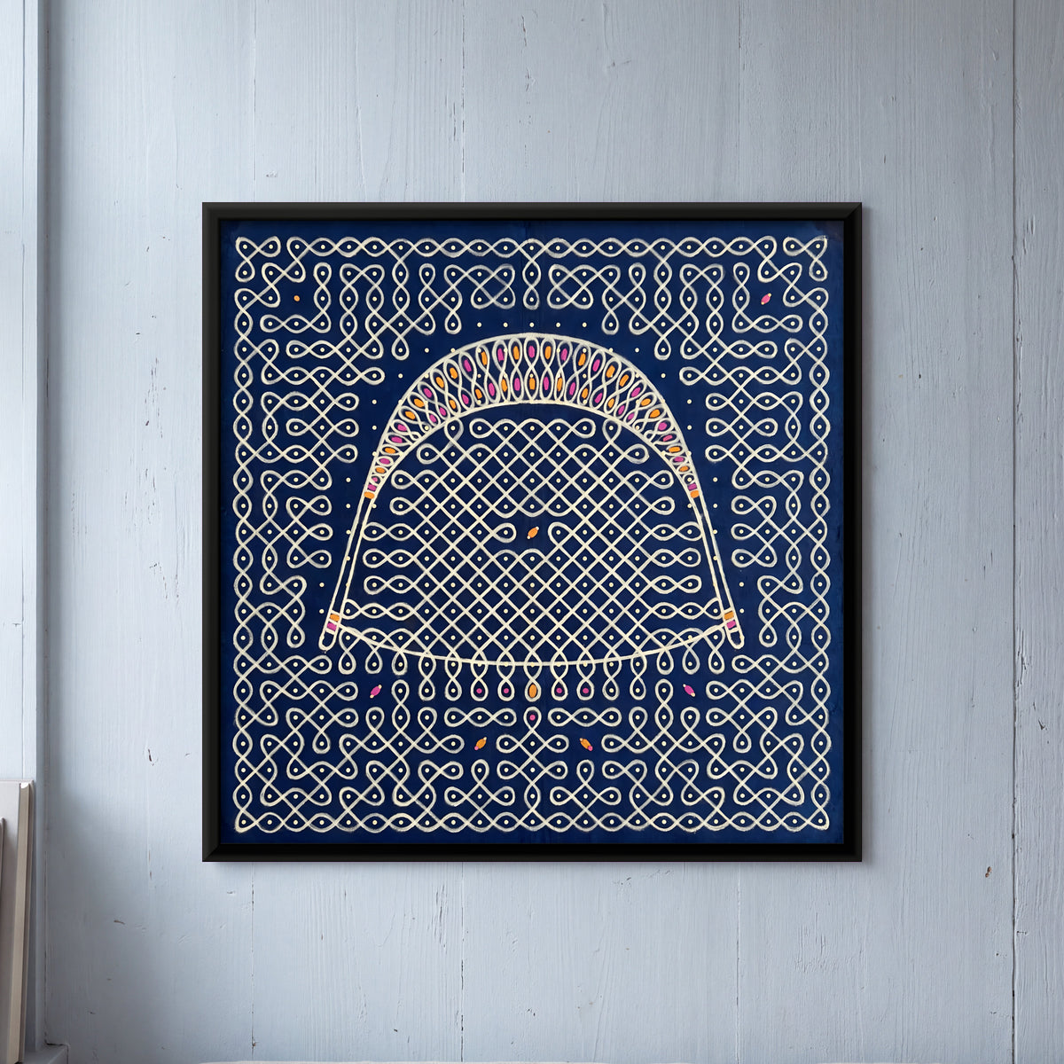 Winnowing Basket - framed canvas art hung on a wall
