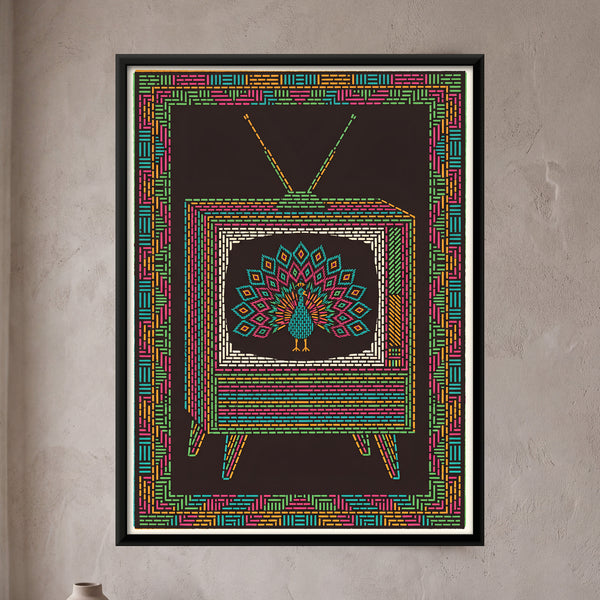 Vintage Television with Peacock Display