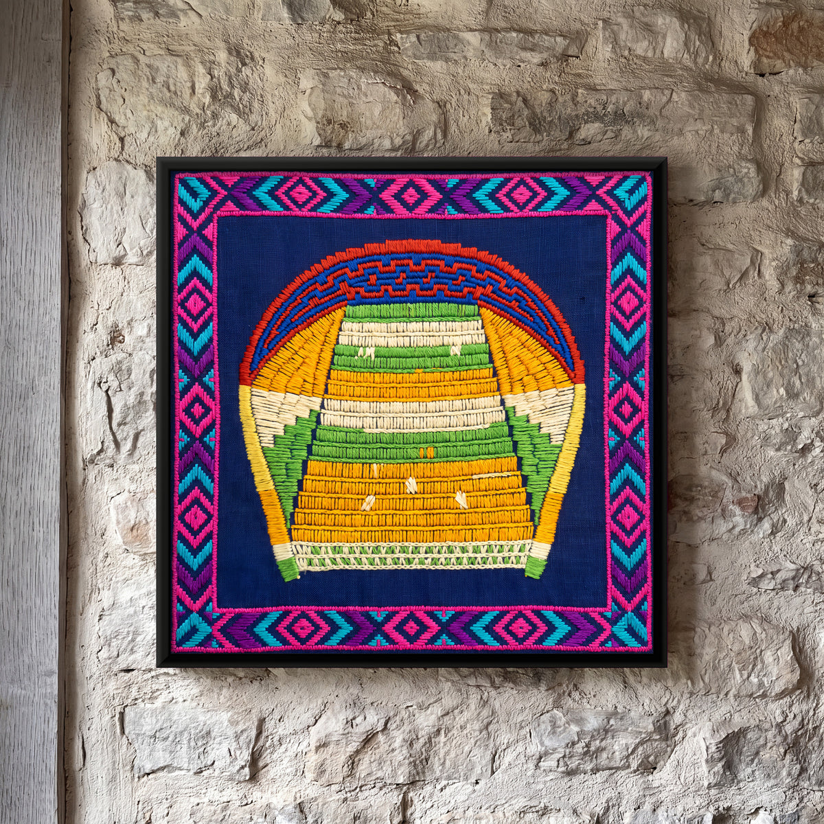 Woven Winnowing Basket - framed canvas art hung on a wall