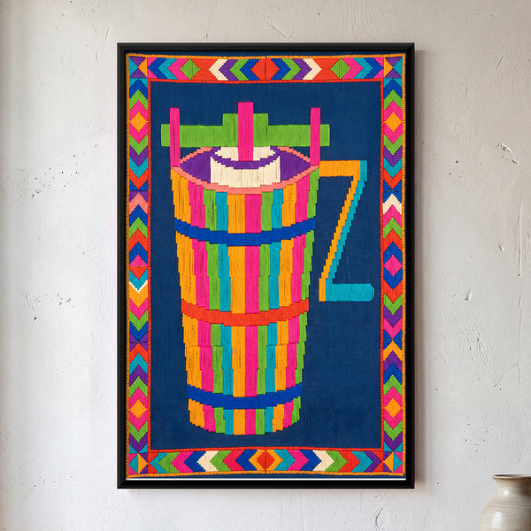 Hand-cranked Wooden Kulfi Churn in Indigo