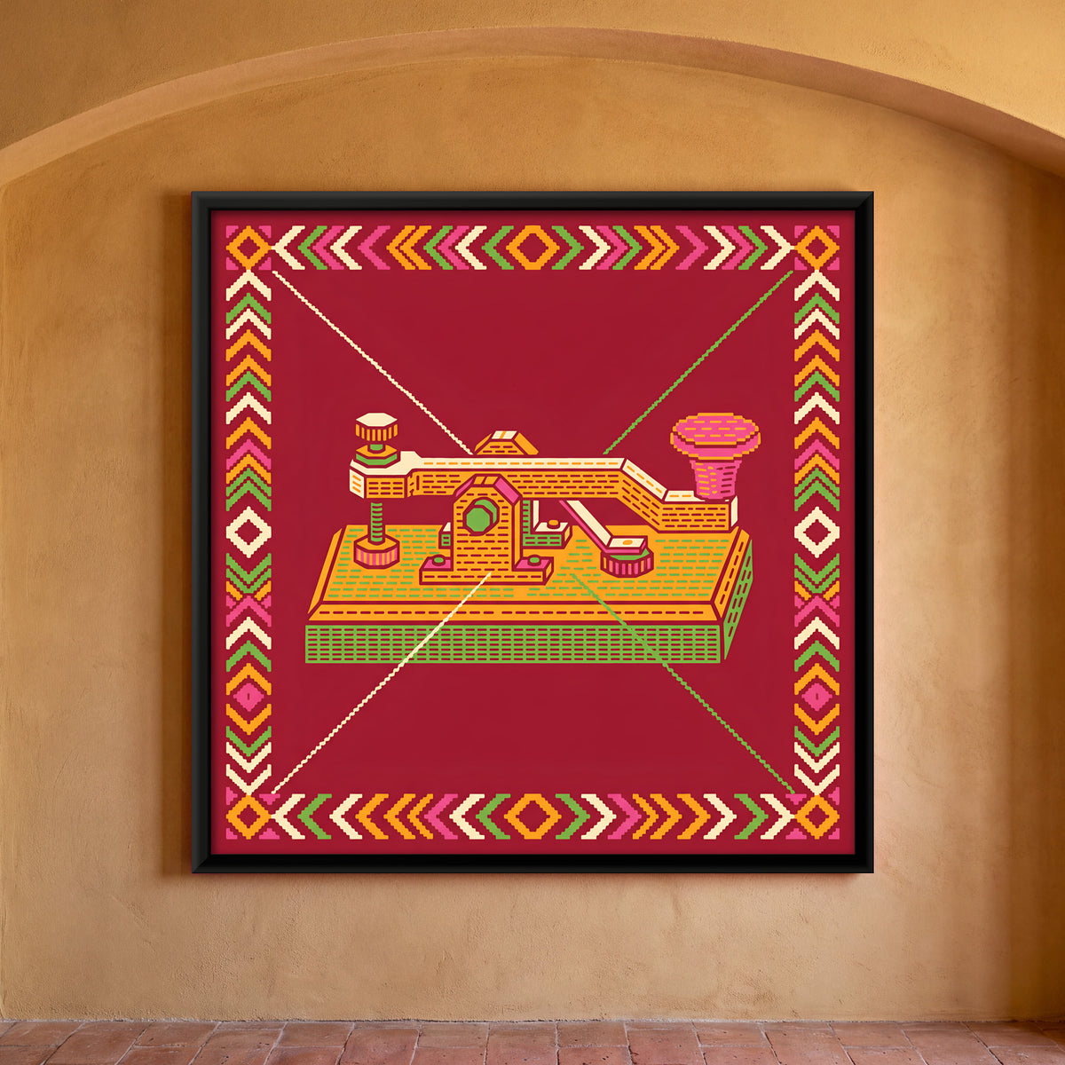 Telegraph Key - framed canvas art hung on a wall