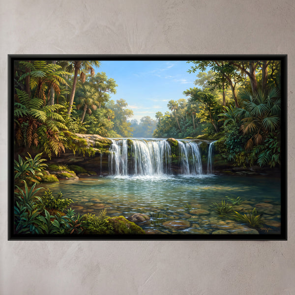 Jungle Waterfall and Clear Rock Pool