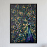 Peacock with Fully Fanned Tail Feathers in Slate
