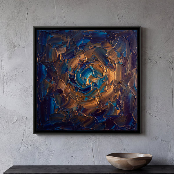 Blue and Copper Textured Swirl in Indigo, 1:1