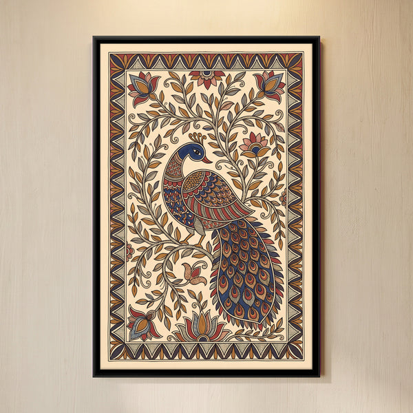 Peacock Among Flowering Vines