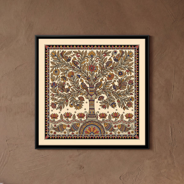 Tree of Life with Birds, Lotuses, and Fish