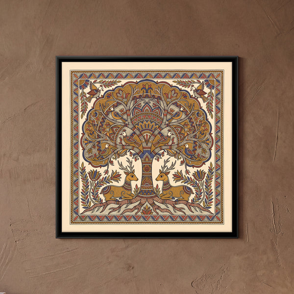 Tree of Life with Two Deer and Birds