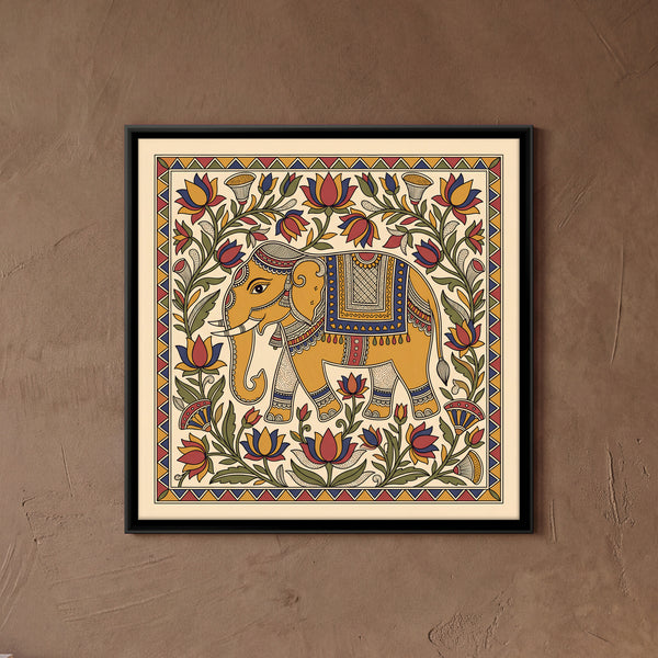 Decorated Elephant with Lotus Vines