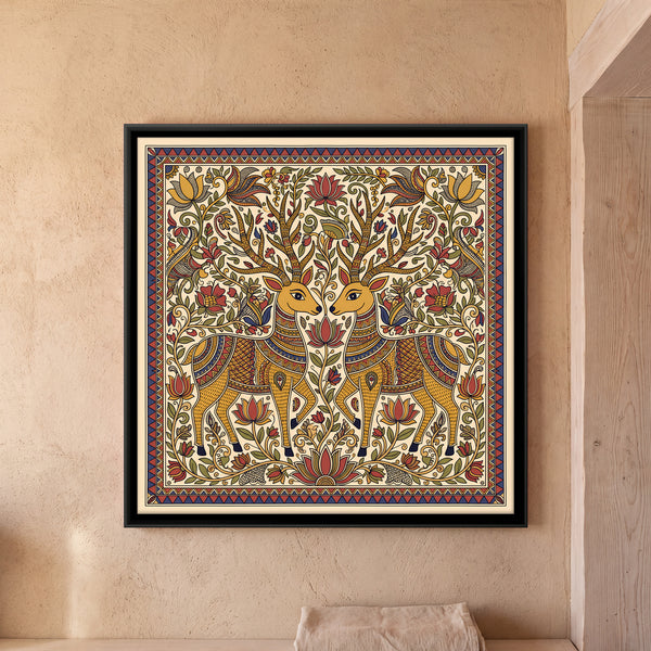 Pair of Deer with Flowering Antlers