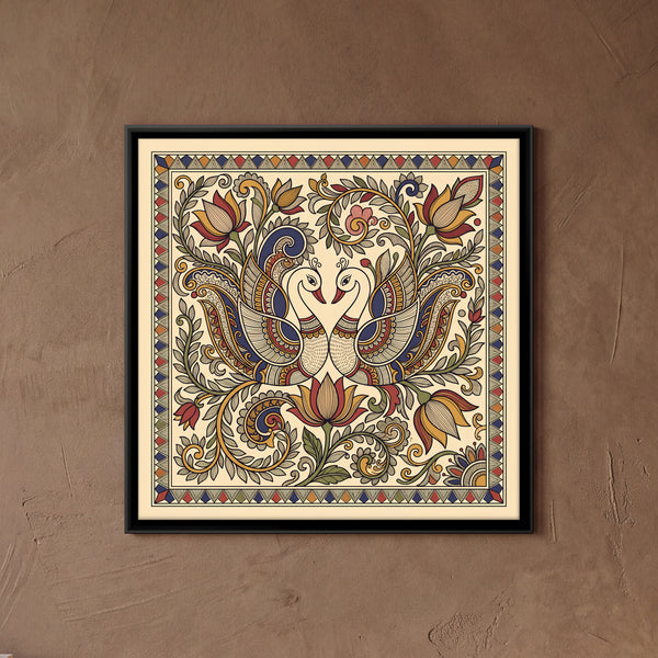 Pair of Swans with Lotus in Sand
